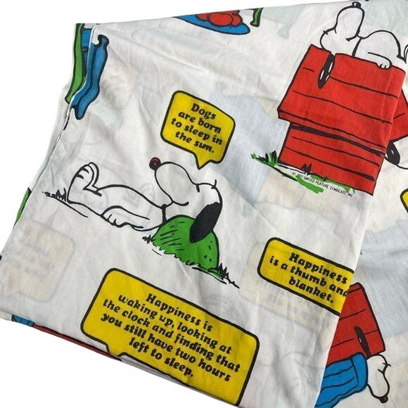 Vintage Peanuts Gang Flat Sheet Made in USA Muslin Fabric - Picture 5 of 8